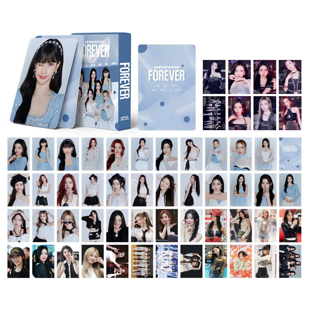 55pcs KPOP BABYMONSTER Album Forever photocard AHYEON ASA RUKA Star periferiche Double sided LOMO Card Fans Collection Gifts