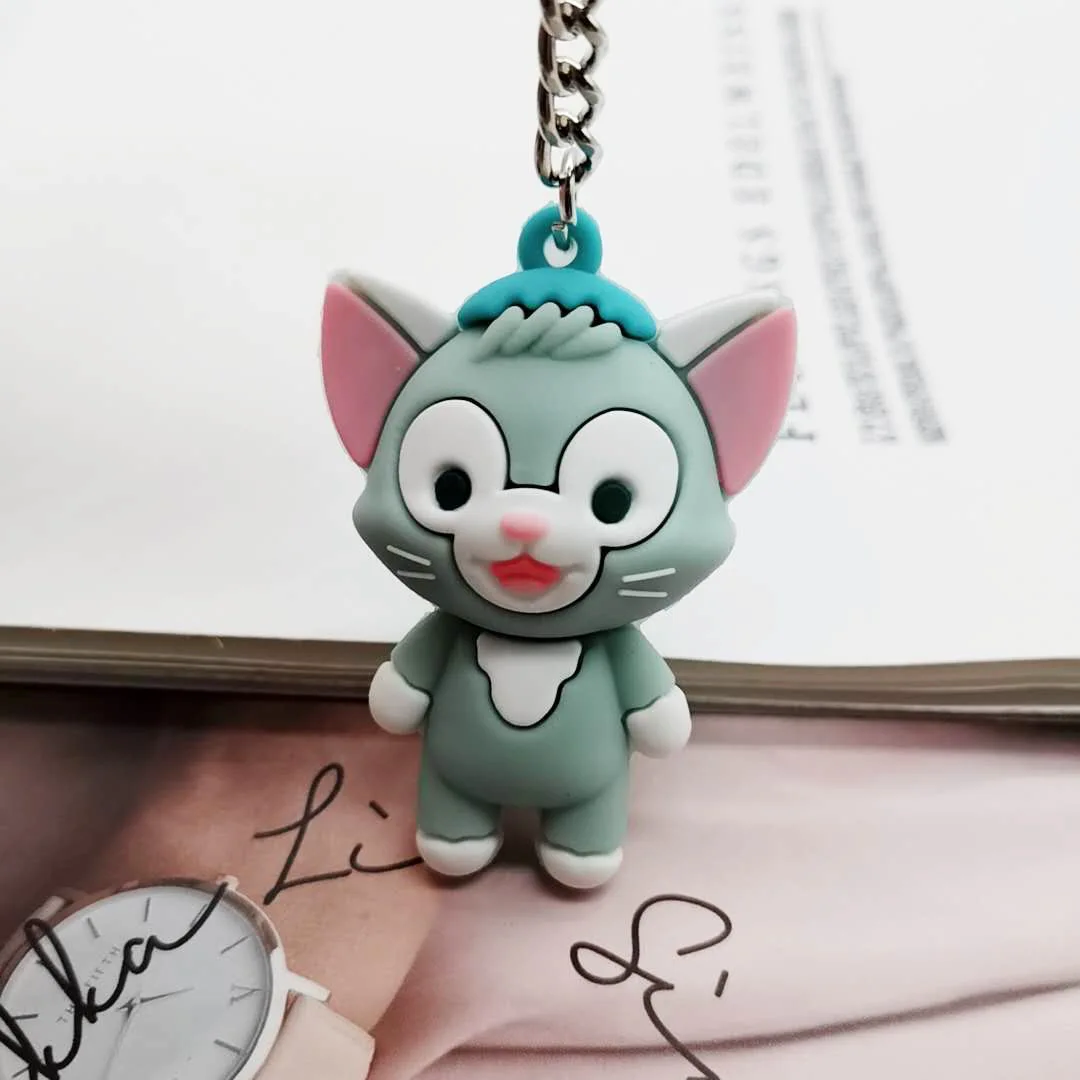 Hot selling Dailu painter cat keychain bag pendant creative small gift soft glue cute cat key pendant