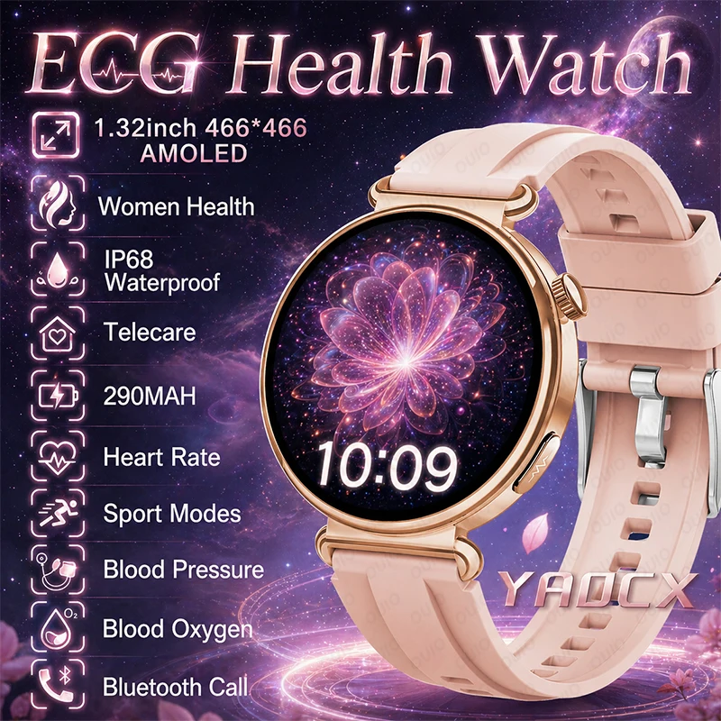 

2026 New Smart Watch Women Health Heart Rate Blood Pressure Blood Oxygen 290mah IP68 Waterproof Sleep Detection SmartWatch Women