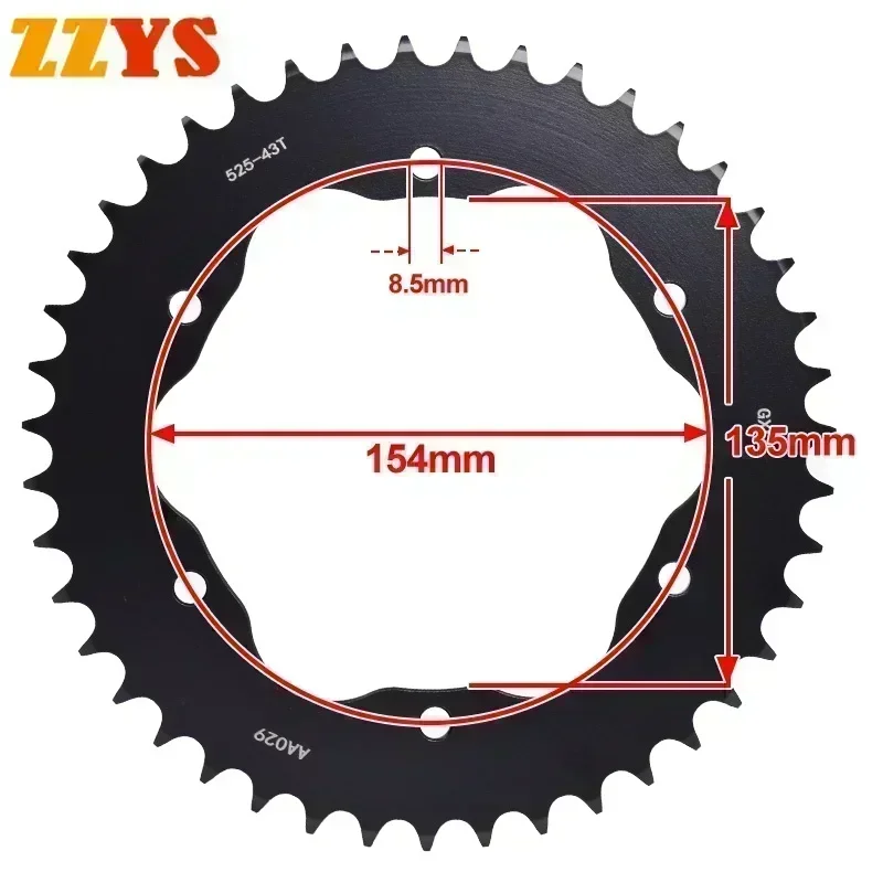 525 43T Tooth Rear Sprocket Gear Star Wheel Cam Pinion Freewheel For Ducati 1200 S Monster Stripe 2016 1198 Diavel Cromo 2012-14