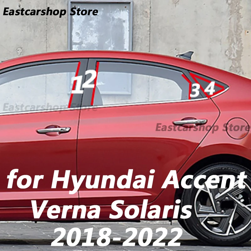 

Для Hyundai Accent Verna Solaris HC YC 2018-2022, среднее окно автомобиля B C, центральный столб, наклейка из поликарбоната, декоративная лента для центрального каркаса