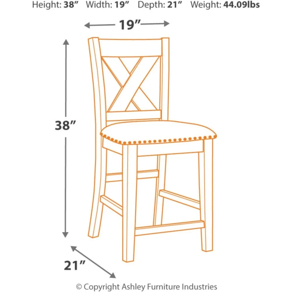 Stołek barowy Caitbrook Rustic 24,63" z tapicerką, zestaw 2 szt., szary