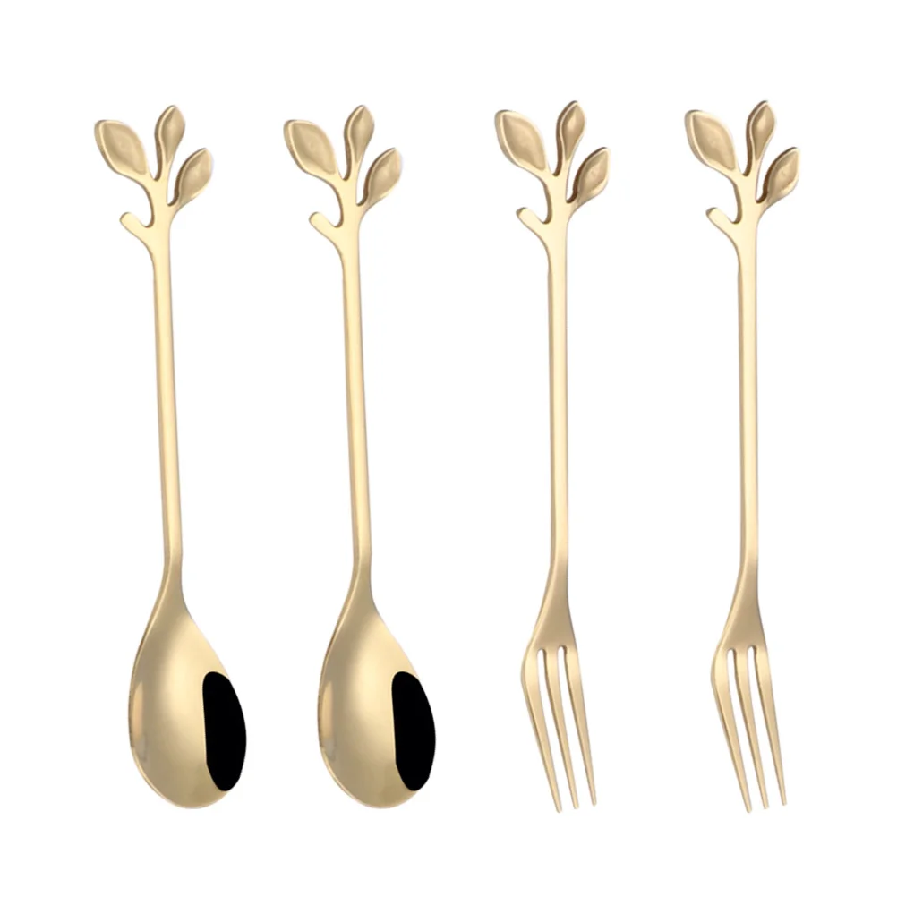 4 Pcs Stainless Steel Spoon Grapefruit Mixing Coffee Stirring Dessert Ice Cream