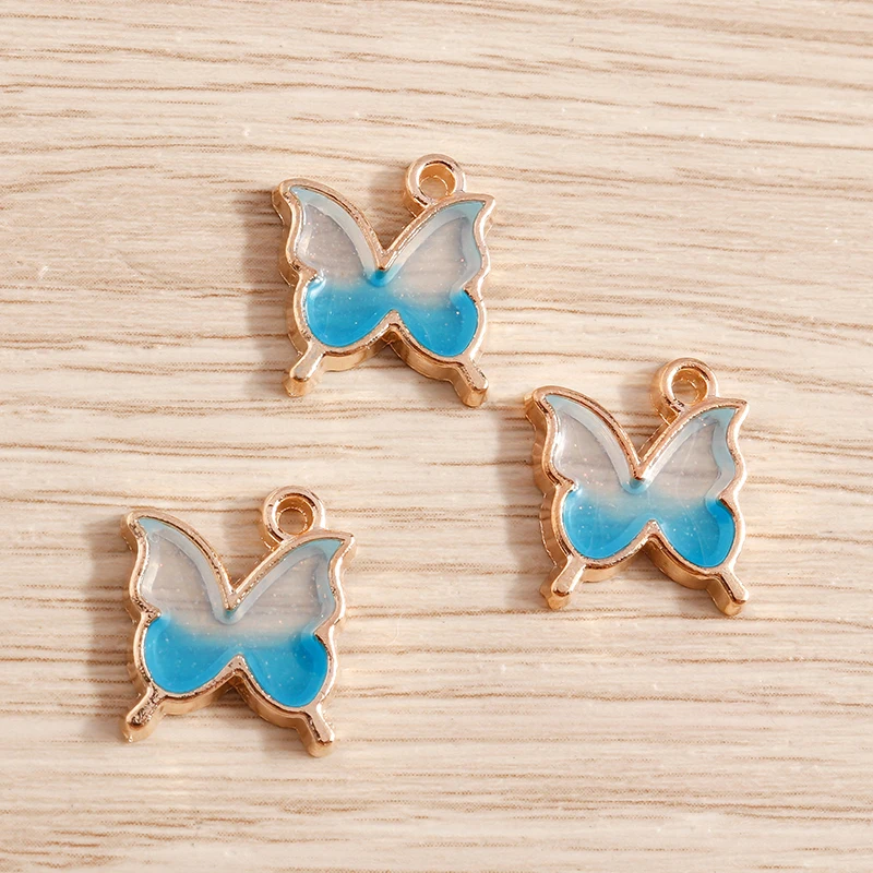Tusember 20 Stück 14 x 16 mm Emaille-Anhänger mit Farbverlauf, Schmetterlingsanhänger für Tropfenohrringe, Armbänder, DIY-Schmuckherstellung, Zubehör – Detail 5
