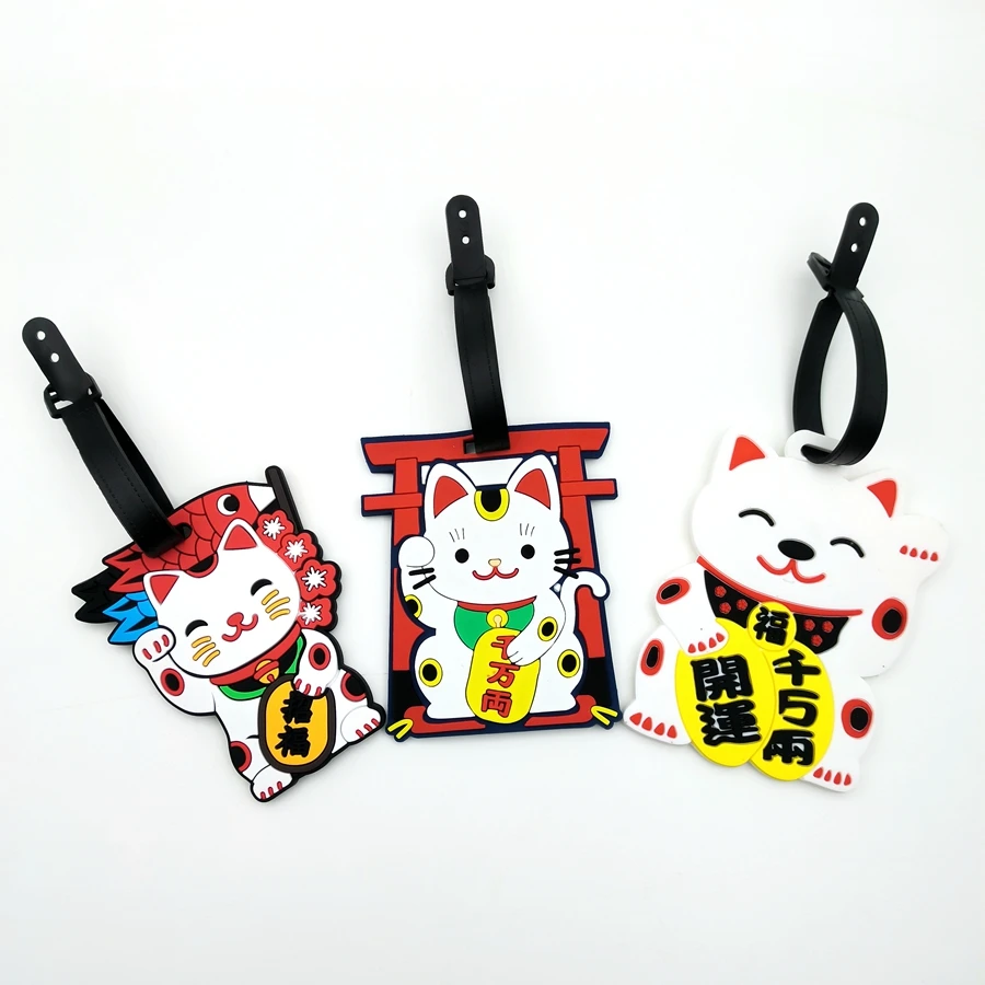 1 قطعة/2 قطعة/3 قطعة Zhaocai القط الأمتعة علامة قلادة السفر الأساسية المطار الأمتعة مكافحة فقدان معرف علامة اسم الأمتعة للجنسين