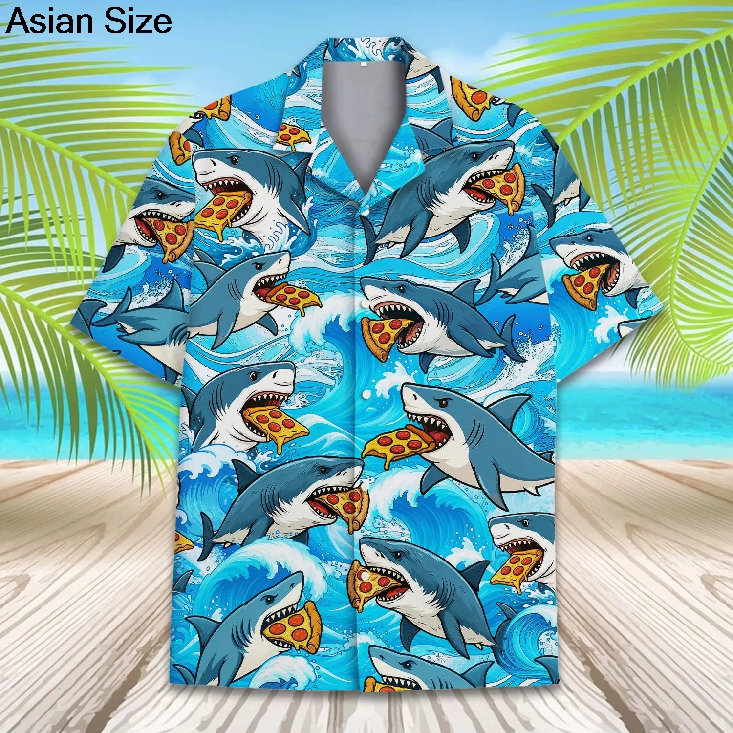 Divertente animale pizza camicie hawaiane uomo donna musica giovanile camicia procione abbottonatura camicia da festa spaziale 2025 camicia Aloha per le vacanze