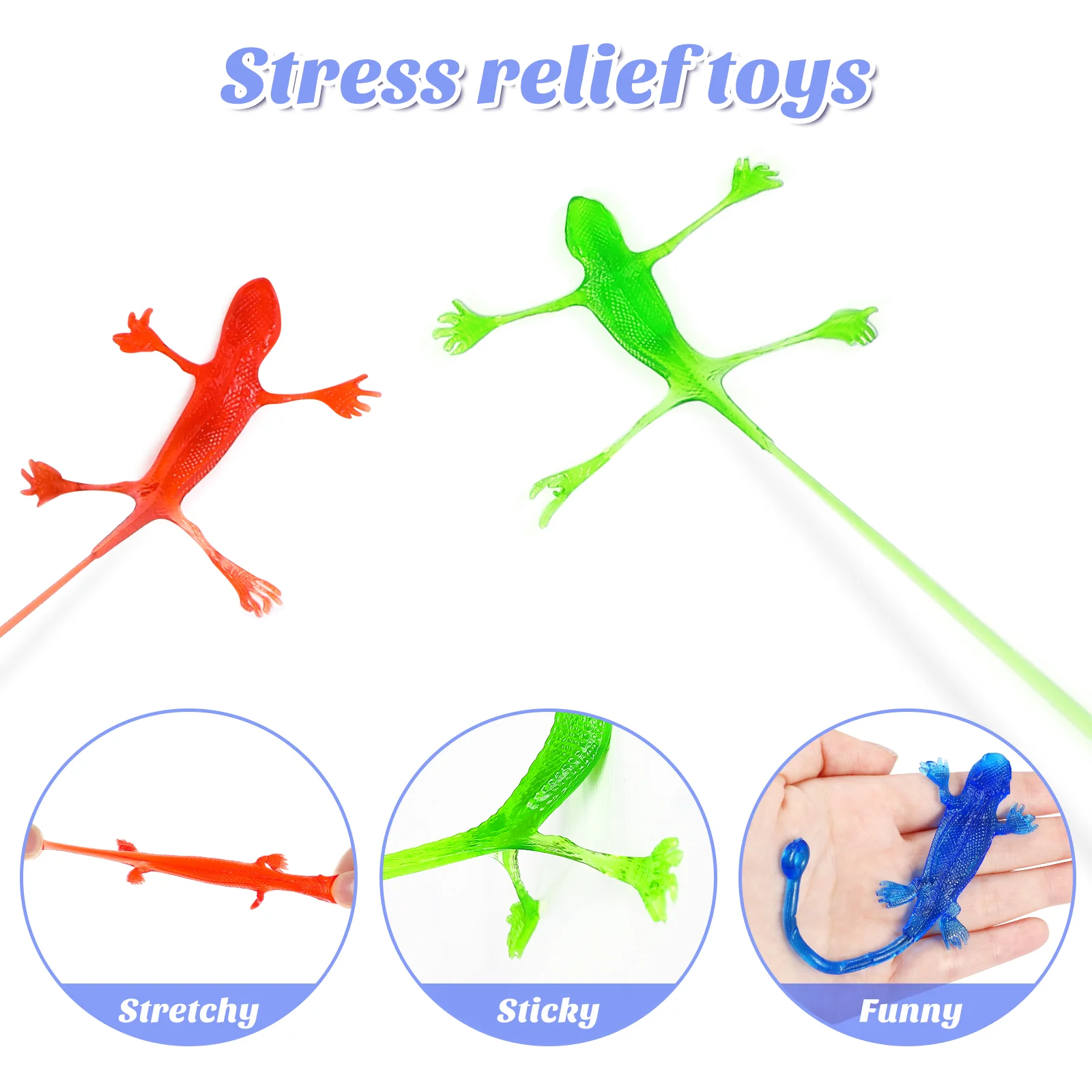 12 Pcs Telescopic Toy Lizard Child Sticky Hands for Kids Stretchy Toys Stretchable