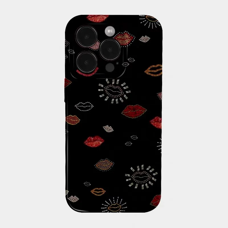 

Black and Red Kiss Badge Phone Case for IPHONE 17 Air 16E 15 PROMAX 14 Plus 13 12 MINI 11 PRO 16Plus XR XS Acrylic Phone Cover