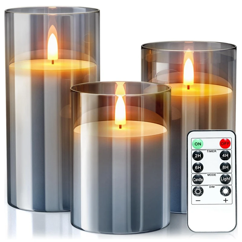 

1Set Flameless Candles For Christmas Wedding, Table Decorations Christmas Candles Battery (Grey)