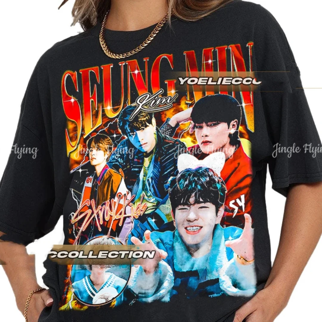 Limited Kim Seung Min Vintage T-Shirt K Pop Hip Hop Music Tshirts For Men Luxury Womens Tee