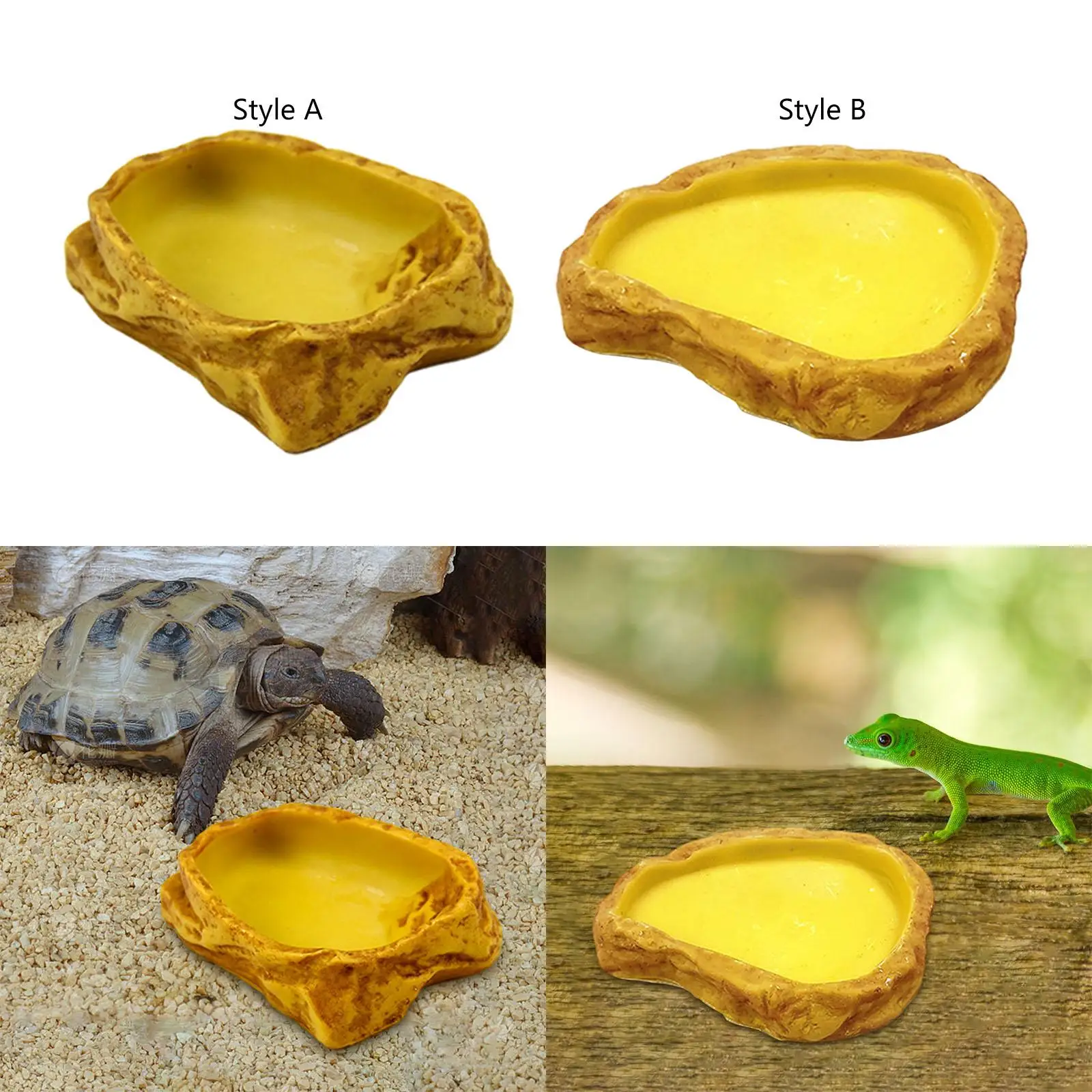 Reptile Water Bowl Decorative Tank Accessory Terrarium Water Dish for Bearded Dragon Turtle Chameleon Tortoise Leopard Gecko