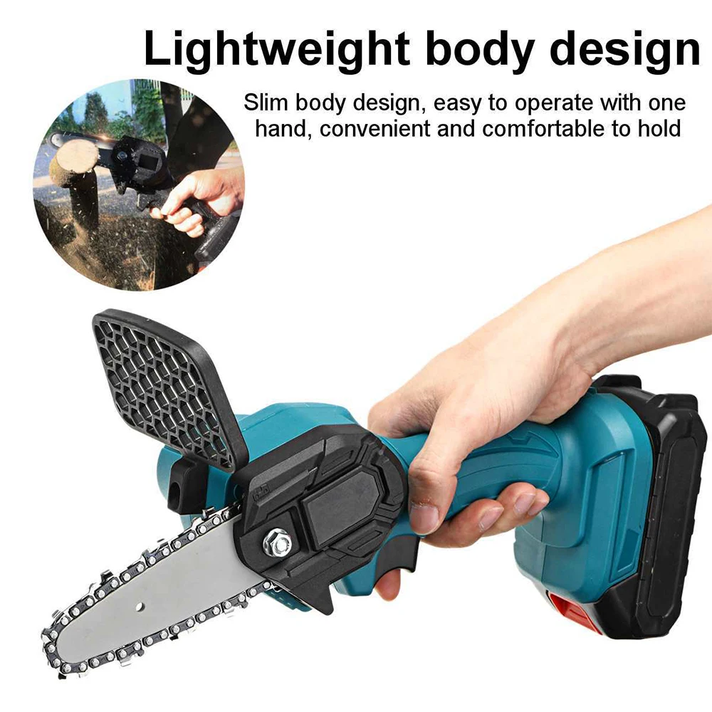 1 Set Electric Chain Saw 4 Inch Cordless Electric Saw Hand Held Wood Cutters Tree Woodworking Garden Tools for logging pruning