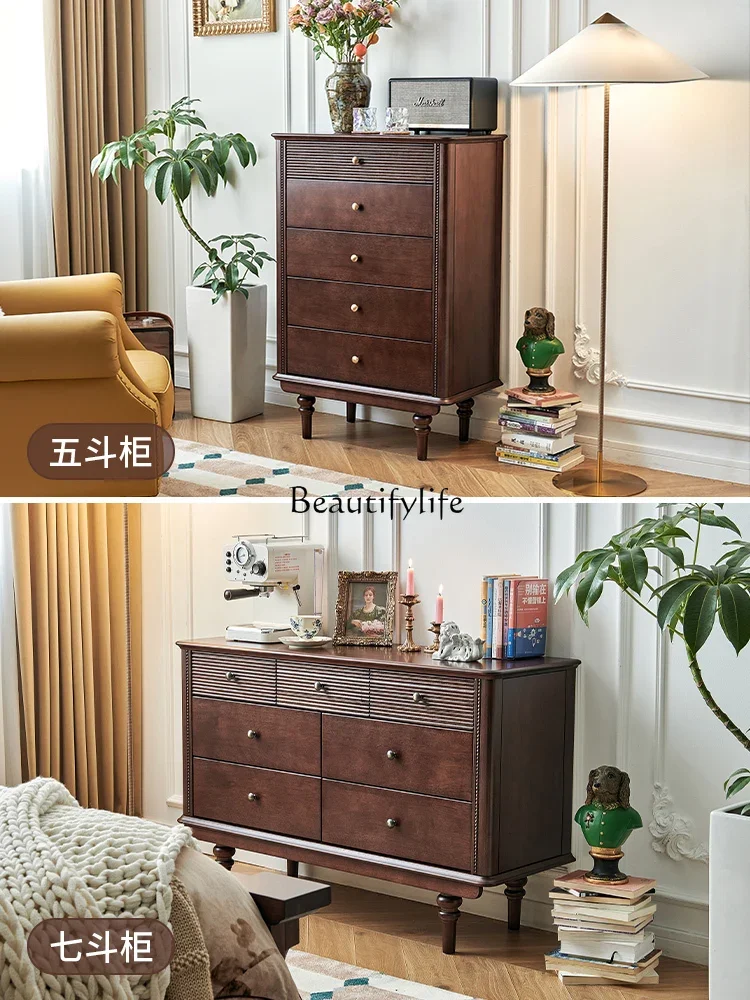FG52-Retro style nine chest cabinets all solid wood French medieval living room against the wall