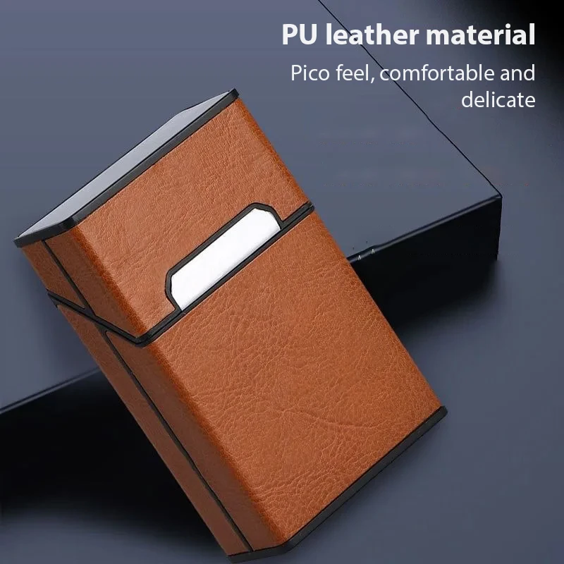 Leather Magnetic Suction Cigarette Case for 20 Cigarettes Cigarette Box Holder for Woman Men Cigarette Pouch Smoking Accessories