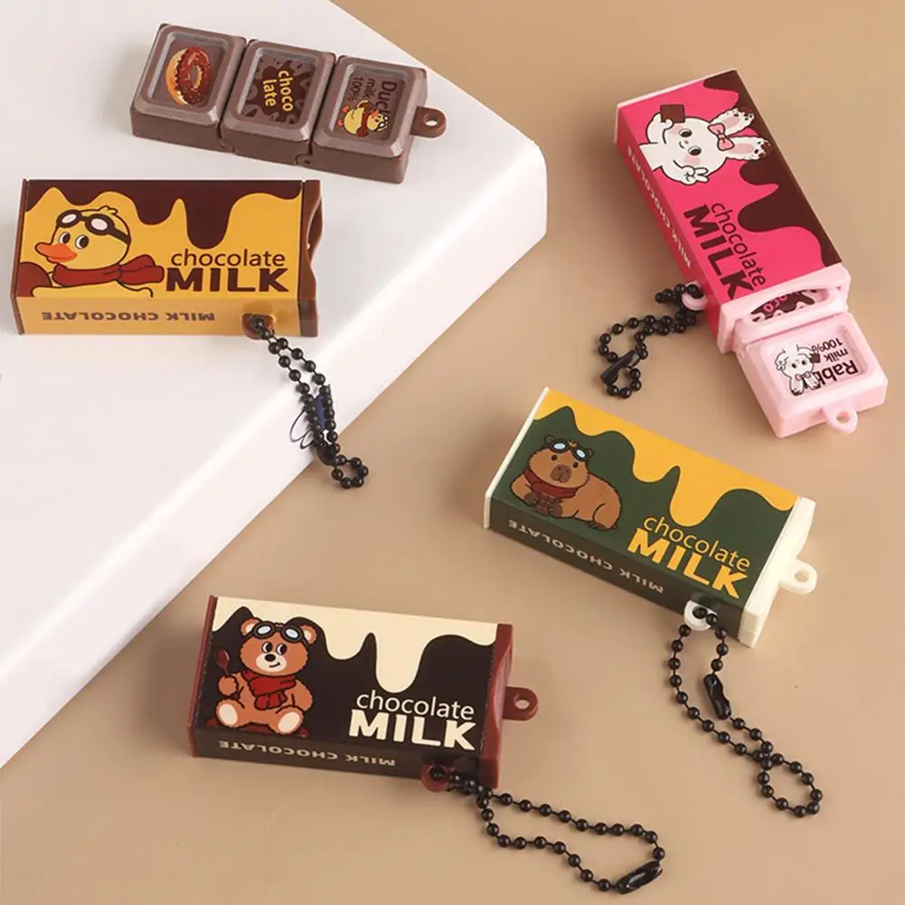 Simulation Chocolate Stress Relief Toy Bendable Fidget Toy Keychain Sensory Toy Novelty Backpack Pendant Party Gift