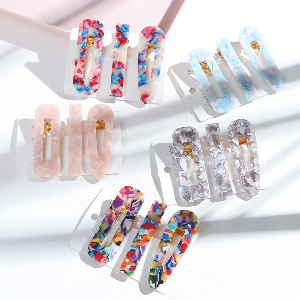 3PCS Styling Tools Women Girls Headwear Barrettes Set Hair Clips Acetate Geometric Hairpins