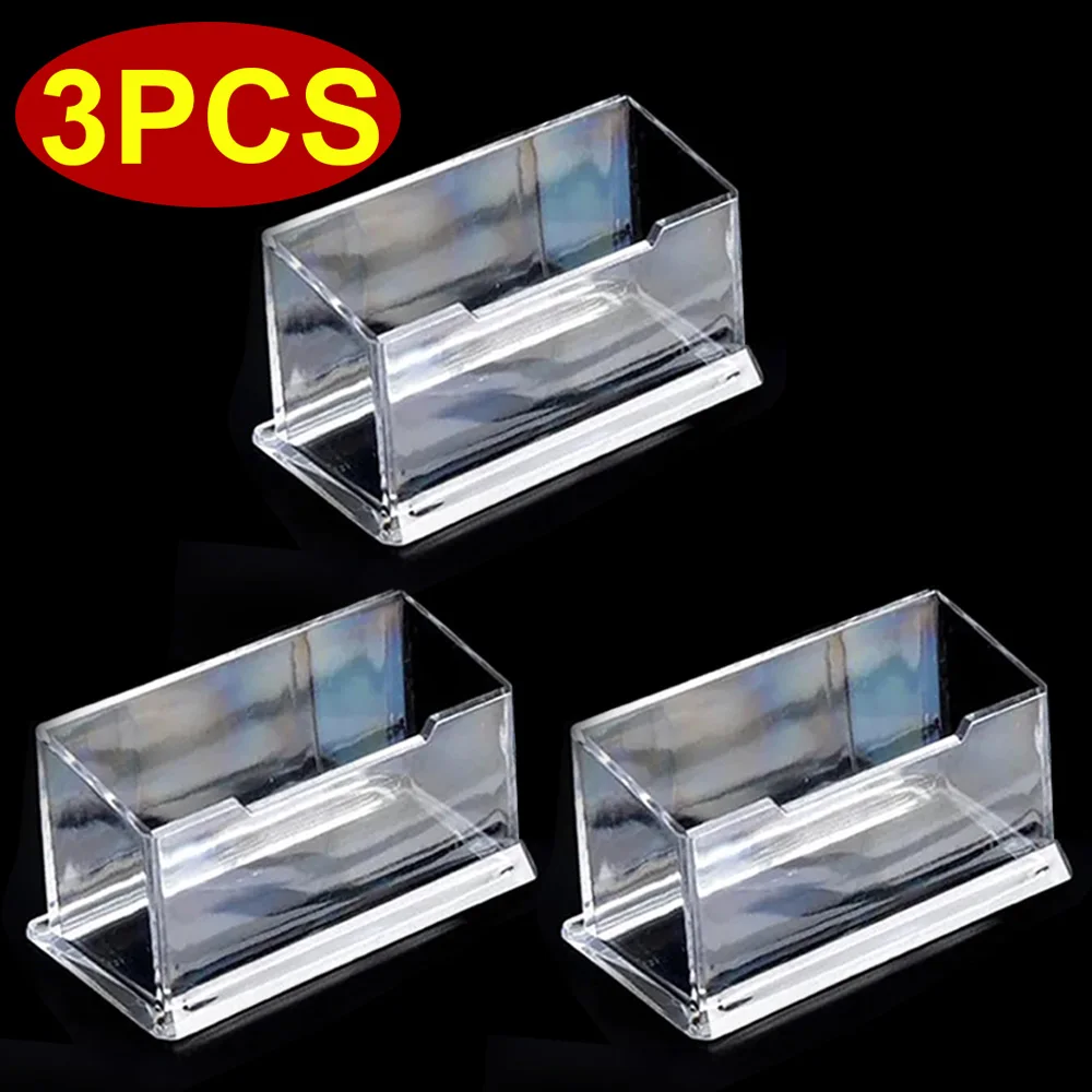 3Pcs Single Layer Transparent Acrylic Desktop Business Card Display Stand Box Office Business Card Holder Desk Shelf Storage Box