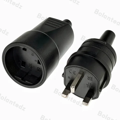 Bolantedz 250V13A IP44 Waterproof Male Female Assembly Receptacle Connector UK Power Cord Wired Cable British Type G Plug Socket