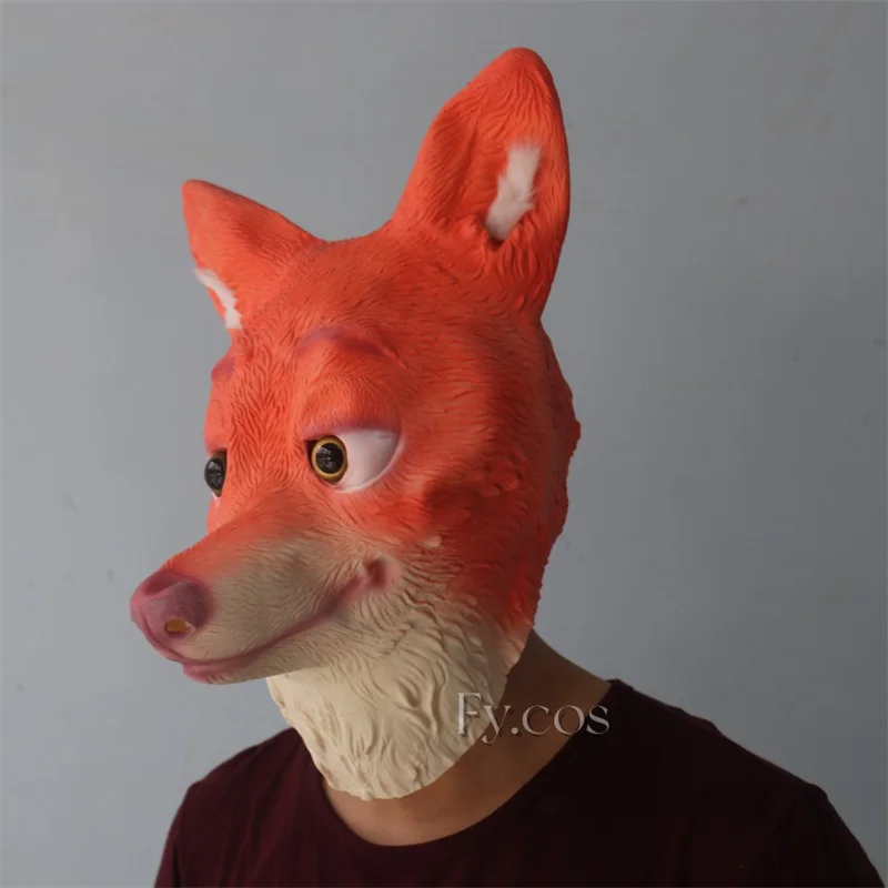 Therian Mask Fox Japanese Disguise Funny Carnaval Cosplay Festival Outfit Women Latex Mascara Animal Helmet Halloween Costume