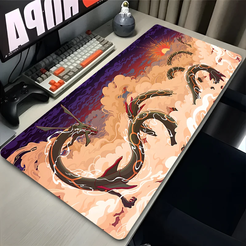 Green Dragon Clouds Mouse Pad XXL PC Japan Anime R-rayquaza Mousepad Laptop P-pokemons Gamer Cabinet Keyboard Rug Cool Desk Mat