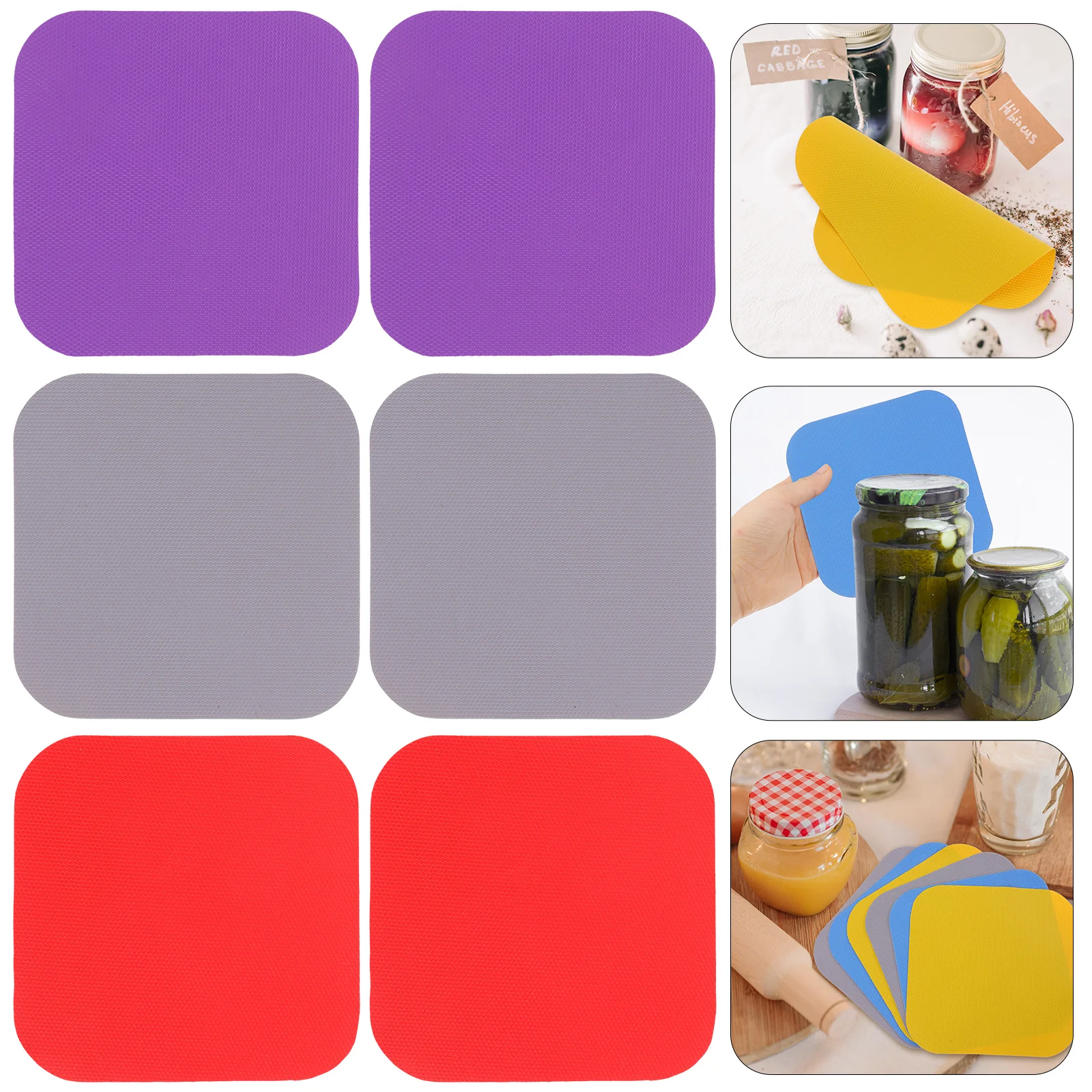 6 Pcs Rubber Bottle Opening Mat Jar Can Opener Gripper Pad for Lid Household Grips Pads