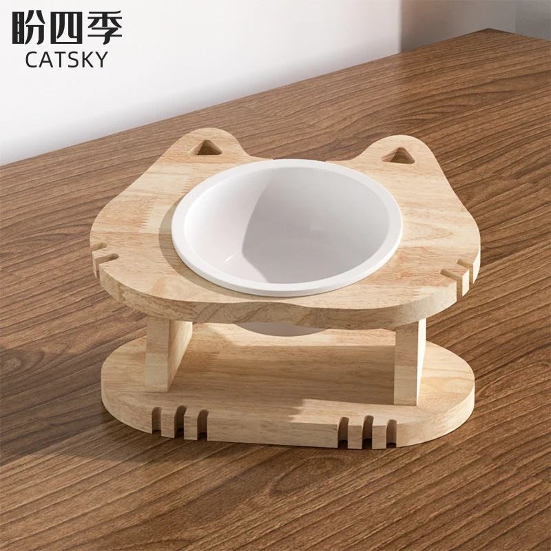 New Design Solid Wood Frame Raised Cat Dog Pet Feeder Elevated Wood Bowl Pet Food Bowl