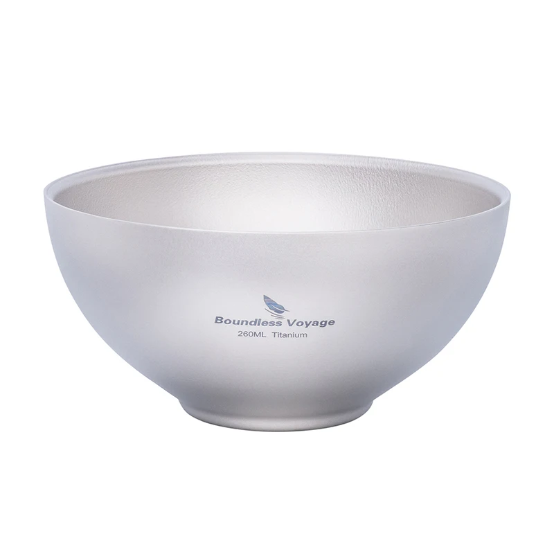 Boundless Voyage Titanium Bowl 260ml, Double-Wall Anti-scalding, Outdoor Camping Tableware Rice Bowl, Backpacking Cutlery