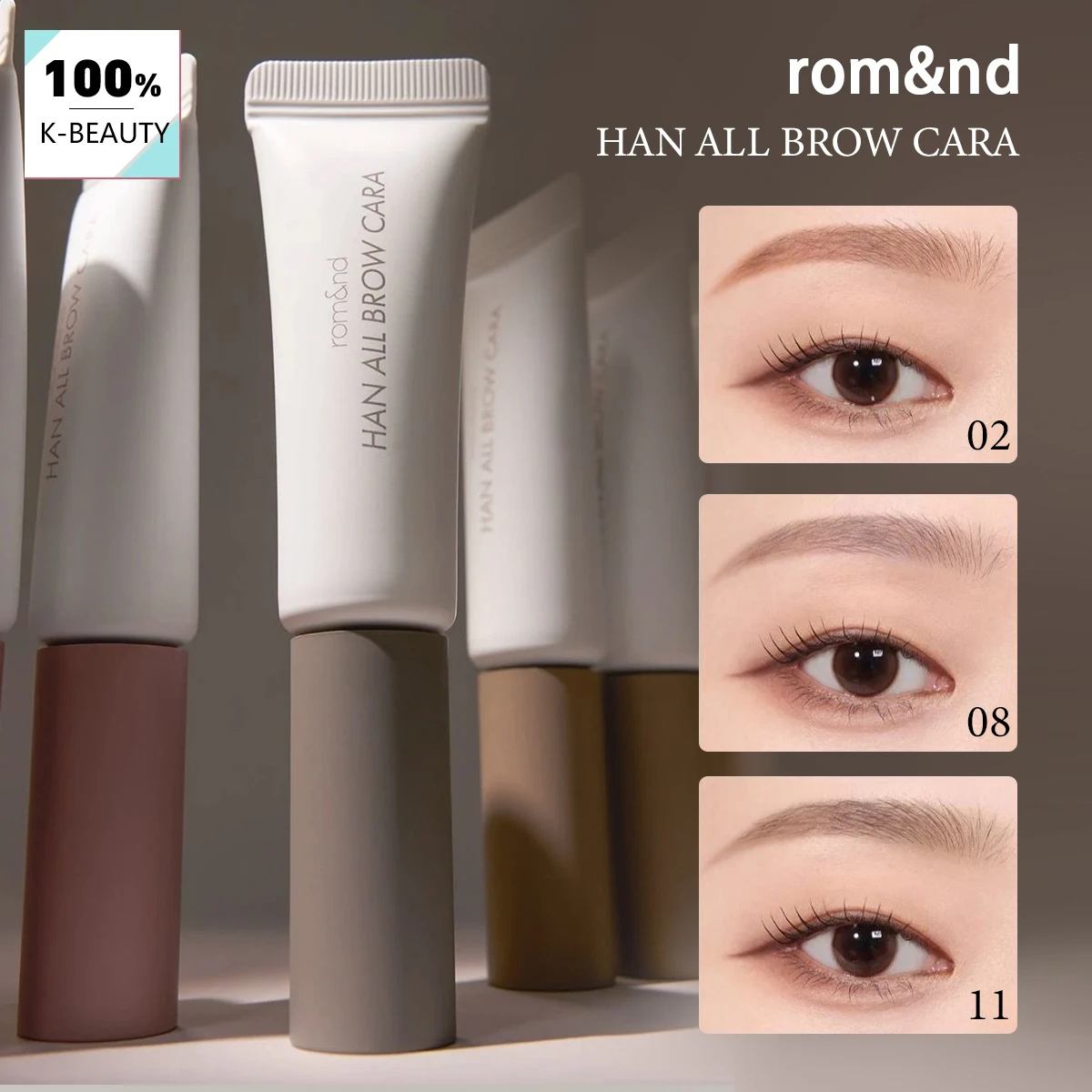 rom&nd HAN ALL BROW CARA,Lightweight Clump-Free,Defined Strand Definition,Long-Lasting Fade-Proof,Korean Cosmetic,Korean Makeup