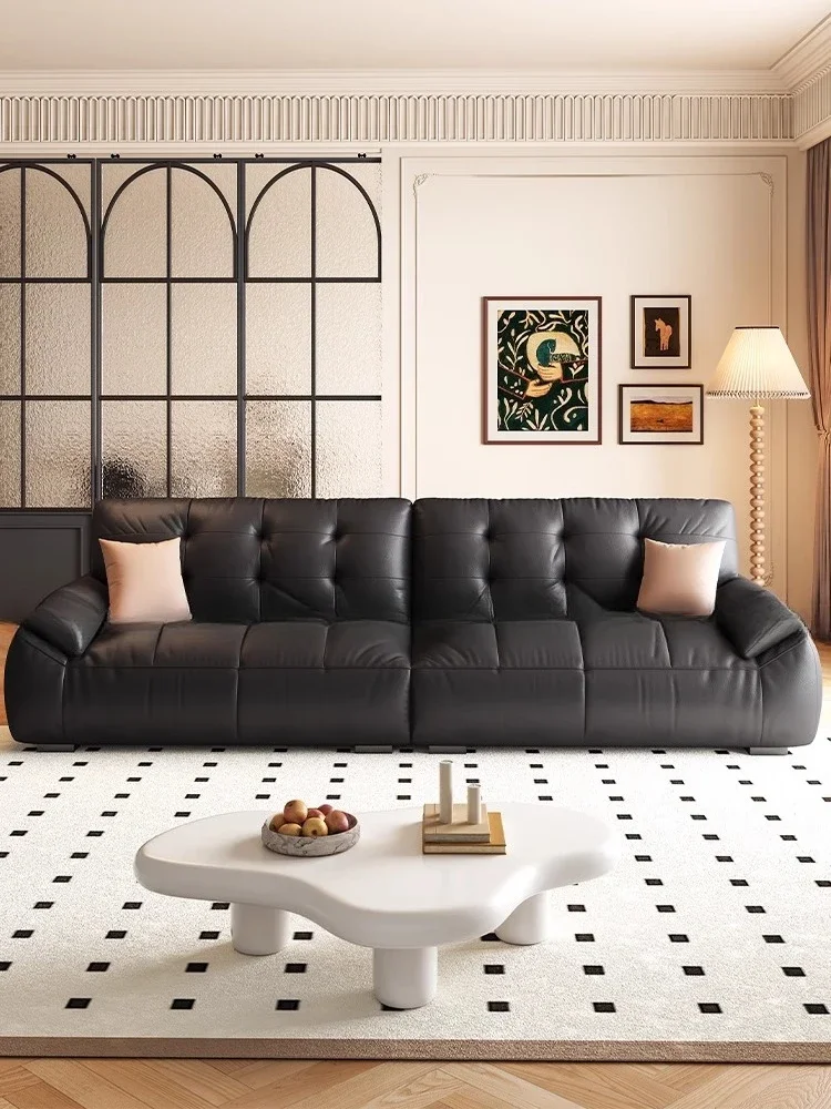 Italian style, small apartment, straight row black antique sofa
