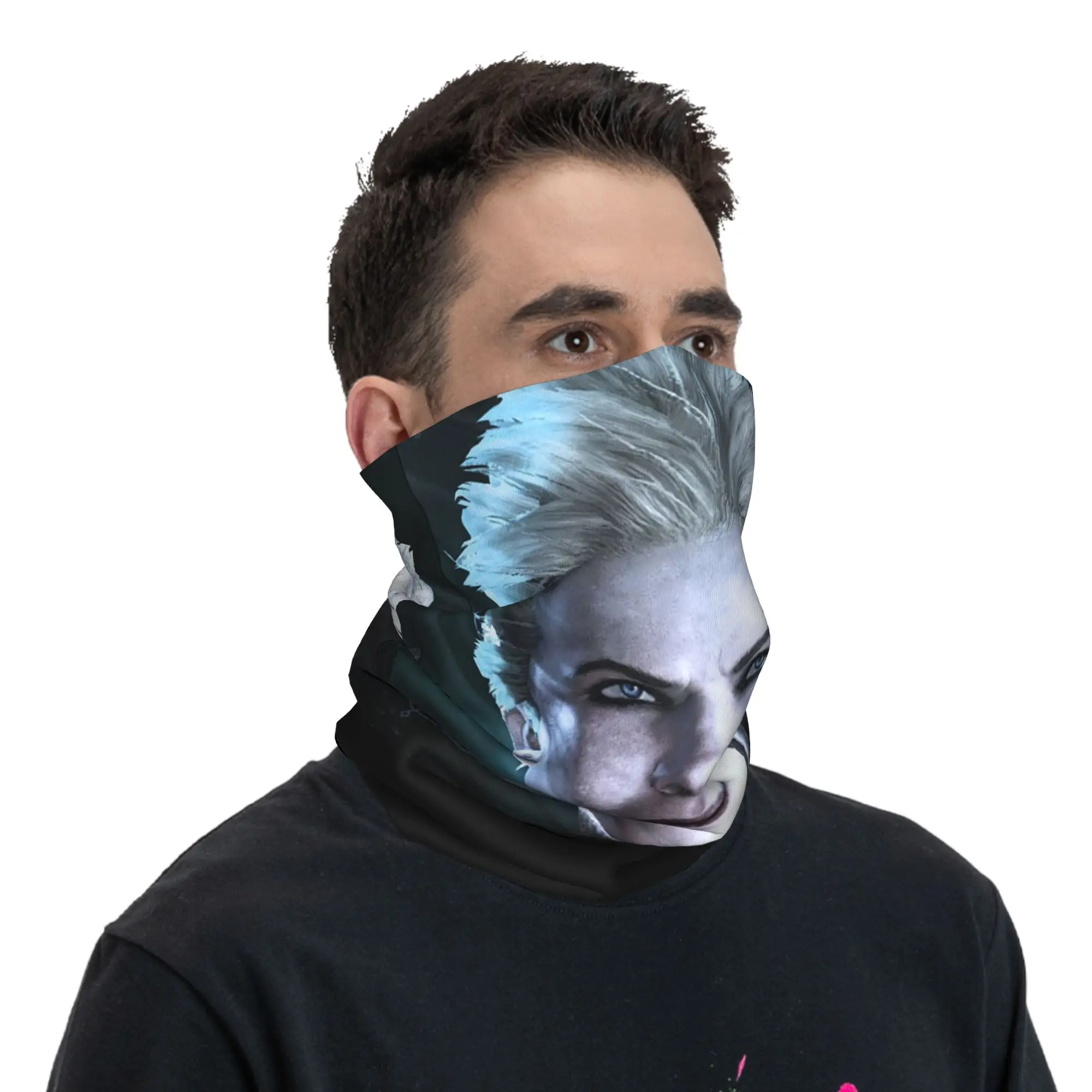 Vergil From the Devil May Cry Seri Bandana 넥 커버 프린트 매직 스카프 다용도 사이클링 스카프 남성 여성 성인용