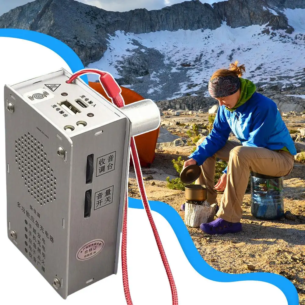 

Многофункциональный портативный ручной генератор, аварийный источник питания для выживания, компактное снаряжение для кемпинга на открытом воздухе, компактное оборудование для выживания с фонариком