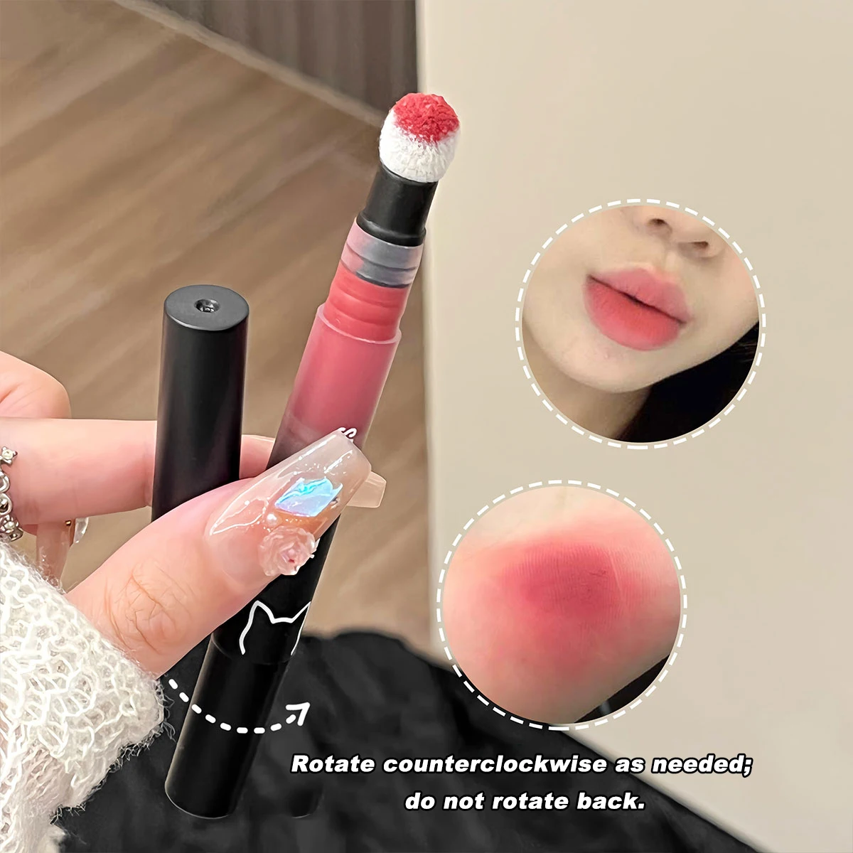 Lucidalabbra opaco in velluto, illumina a lunga durata, tazza antiaderente, fango per labbra dai toni rossastro per l'autunno e l'inverno, design con pennello in peluche