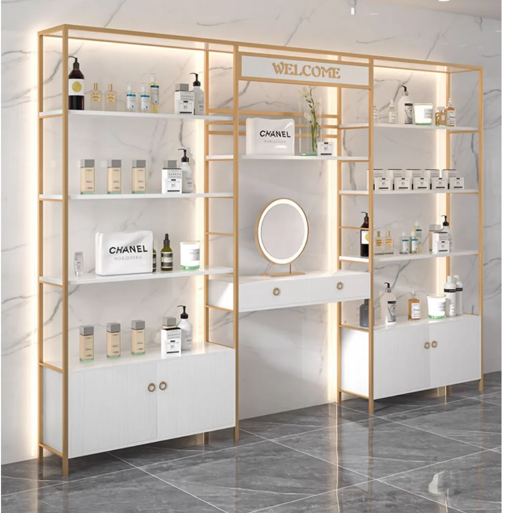 Cosmetics display cabinet Beauty salon skin care products display cabinet floor multi-layer bags shoes floor display shelf shelv