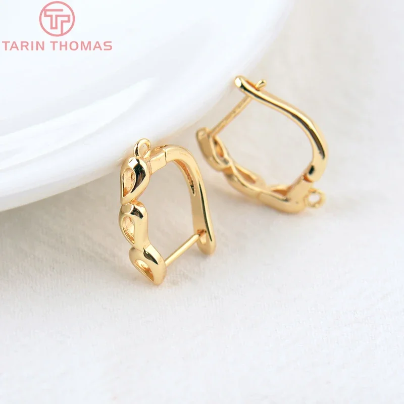 (2255)6PCS 13x19MM 24K Gold Color Brass Water Drop Earrings Hoop Earring Clip High Quality DIY Jewelry Making Findings