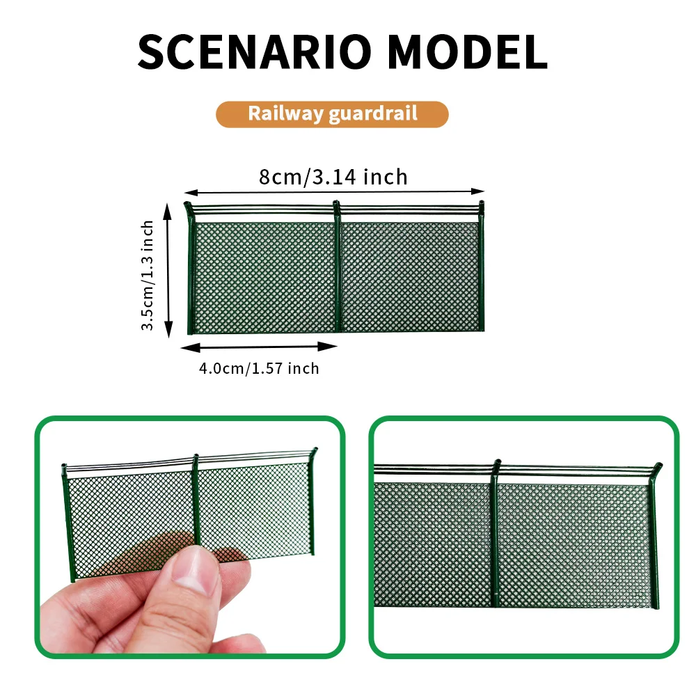 Valla de Metal de simulación de modelo de barandilla ferroviaria en miniatura para diseño de tren HO/fabricación de modelos DIY/paisaje de mesa/Diorama 1 ud.