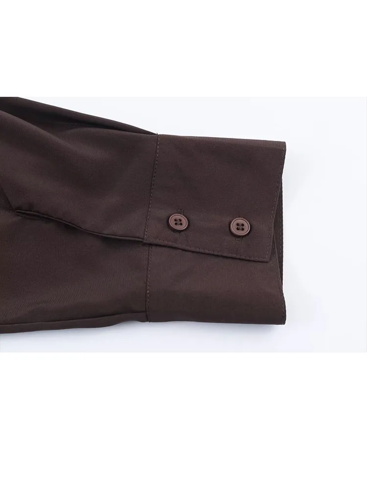 HH Moda Feminina Pendulares Versáteis Gola Plissado Camisa de Manga Longa Tops Feminino Elegante Sólido Simples High Street Camisa Casual