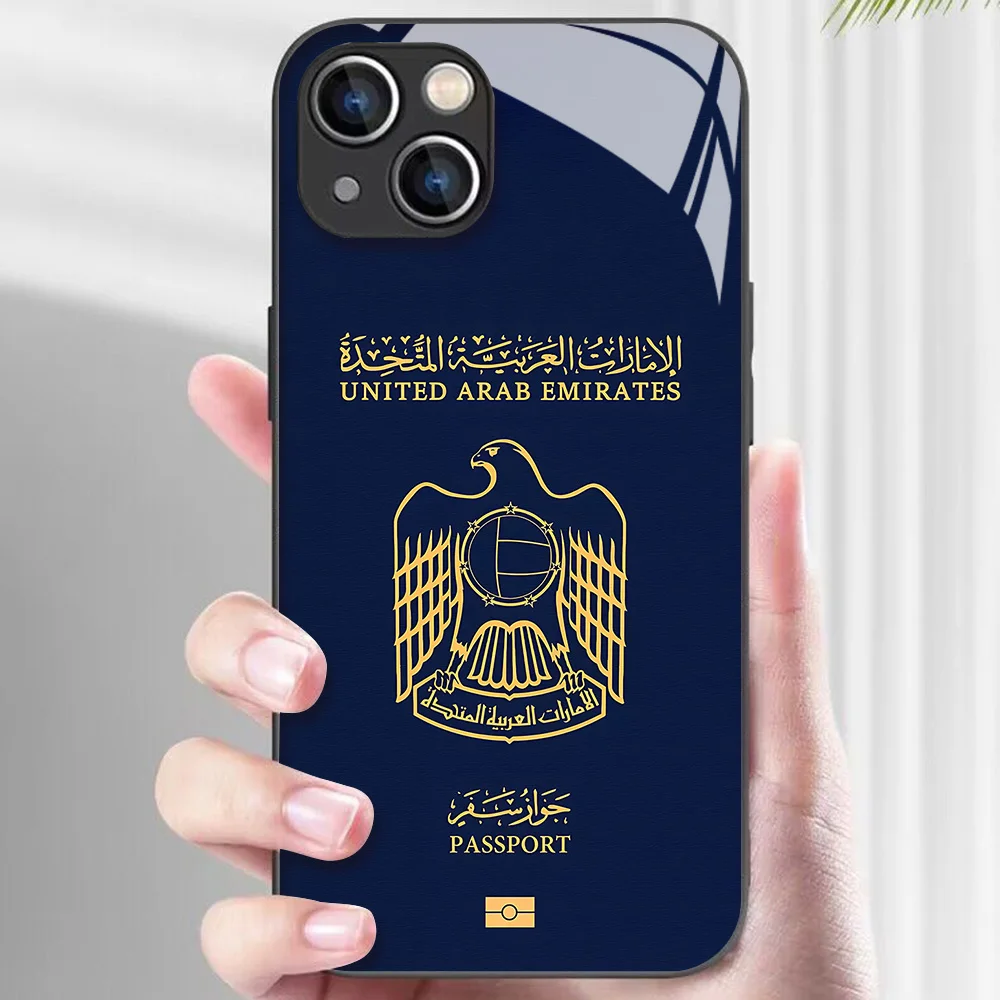 United Arab Emirates Passport Metallic-Color Phone Case For iPhone X XR XS 16 15 14 13 12 Mini 11 Pro Max 7 8 SE20 Plus Cover view 3