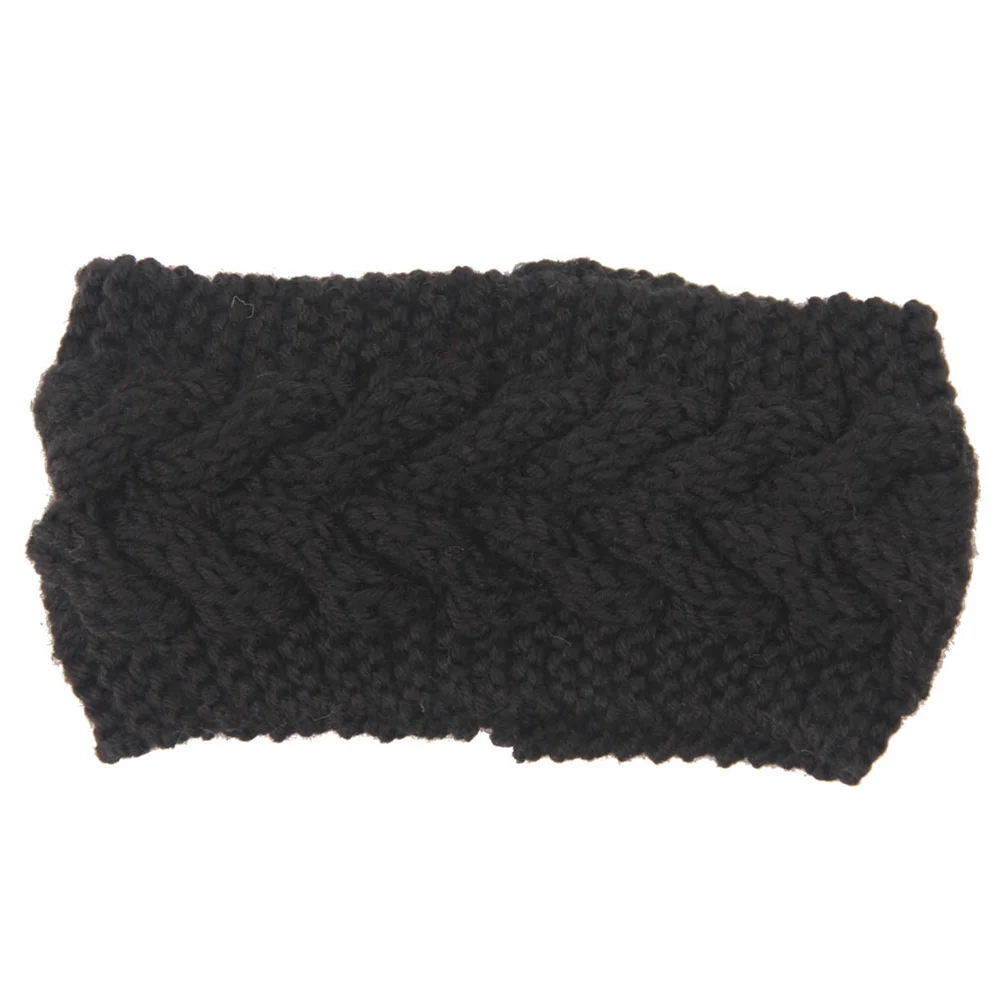 

Warm Knitted Hair Ribbon Band Ear Hairband Autumn Crochet Headbands for Women Girls (Black) hair band