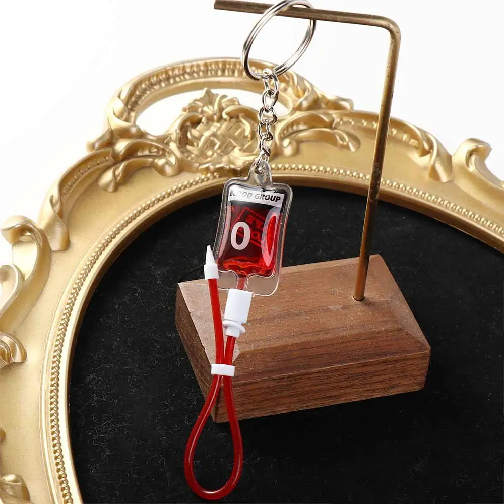 Type A B O AB Plasma Blood Bag Keychain Bag Charm Unique Mobile Phone Straps Fashion PVC Halloween Blood Pendant DIY Accessory