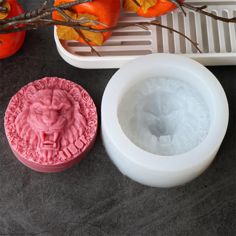 3D Relief Tiger Wolf Head Modeling Soap Mold Animal Silicone Mold DIY Fragrance Soap Handmade Gypsum Crafts Home Decoration