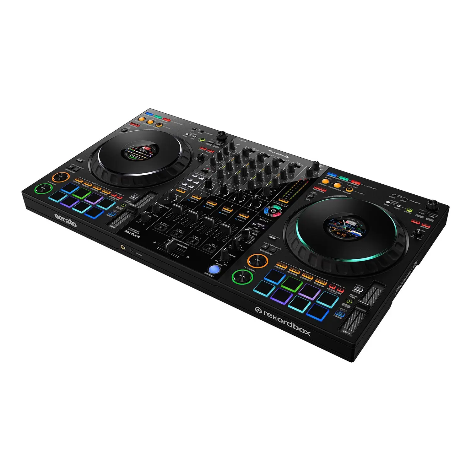 DDJ-FLX10 4-Channel Professional DJ Controller, Dual Software Support for Rekordbox & Serato DJ Pro Performance Mixer