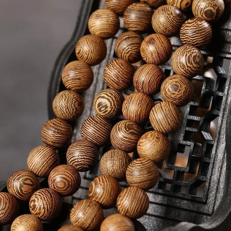 Natural Chicken Wing Wood 108 Handheld Rosary Prayer Bracelet Long Chanting Sutras Buddha Beads Men's and Women's Neck Necklace