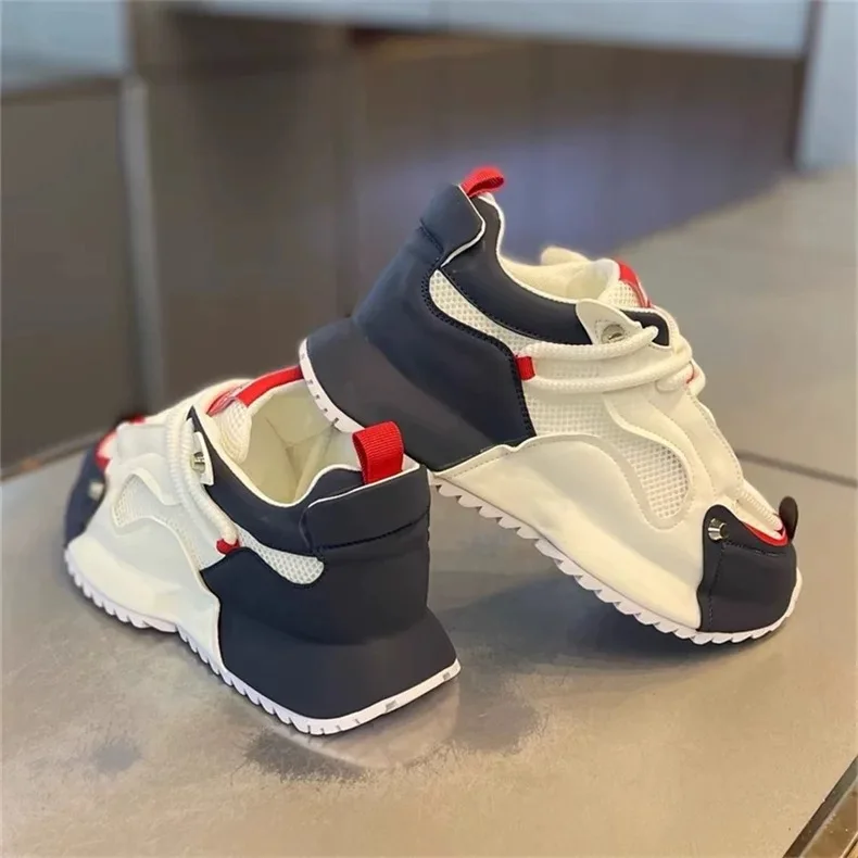 

Men's Summer Breathable Mesh Sport Shoes Casual Running Shoes Thick Bottom Heightening Dad Shoes Youthful Energy Stitching