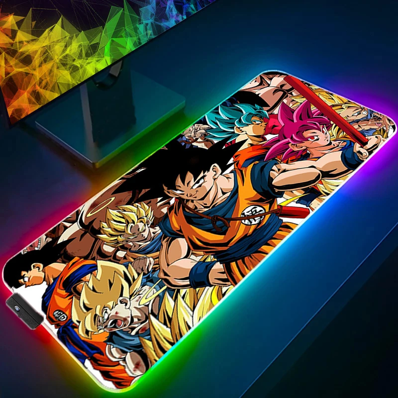 RGB Large Mouse Pad Dragon Ball Z DBZ Gamer Keyboard LED Mousepad Pc Computer Desk Mat Gaming Pad Backlight Mouse Mats For LOL