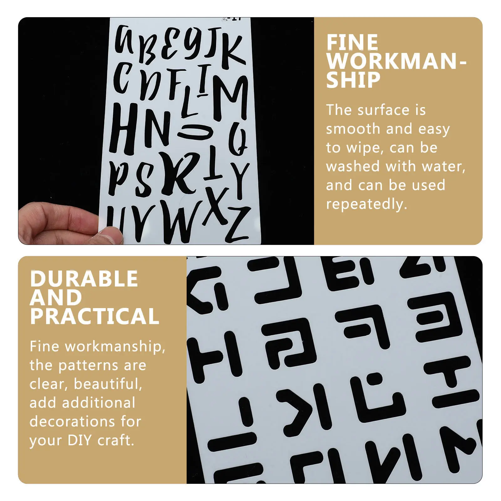 20Sheets English Letter Stencils Smooth Washable Paint Templates Reusable for Craft DIY Projects on Wood Paper Fabric Alphabet