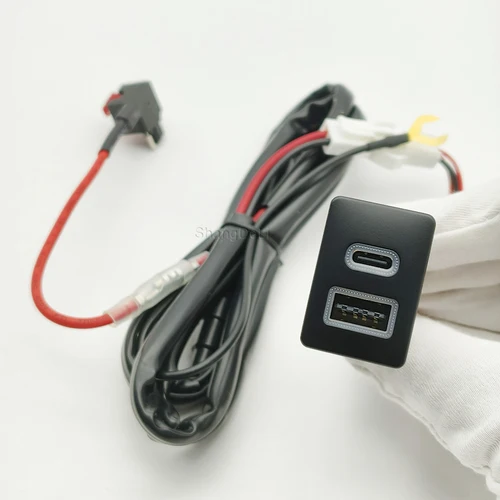 Cargador USB de carga rápida para coche, adaptador de carga de teléfono QC3.0, botón de salida para Mitsubishi Outlander Eclipse Cross L200 Triton