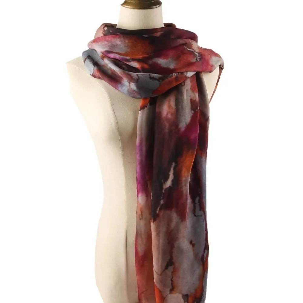 

Fashion Elegant Satin Scarf Breathable Soft Tie-dyed Scarf Polyester Ethnic Headscarf Daily