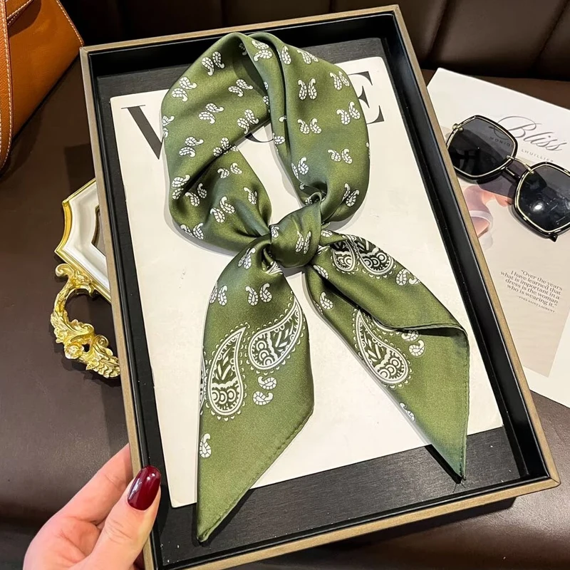 

1PCS New Fashion Luxury Silk Feeling 70cm Square Scarf Women Satin Neckerchief Hair Band Foulard Bandana Echarpe Tie Shawl Wraps