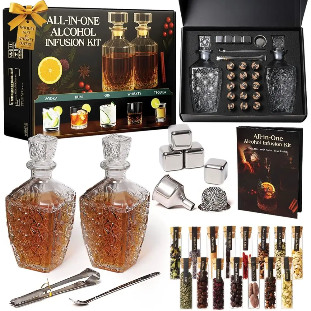 Kit Premium para Infusión de Cócteles - Set de Regalo de Licores para Hombres - Perfecto para Amantes de Whisky, Tequila, Ron, Ginebra y Vodka - Para Mixólogos