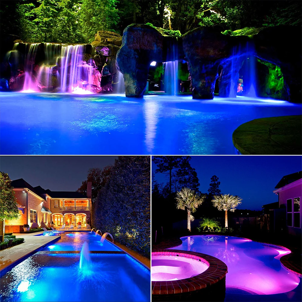 38W LED Swimming Pool Lamp 12V Underwater Lamp IP68 Colorful RGB Underwater Atmosphere Lamp Remote Wall-mounted Light